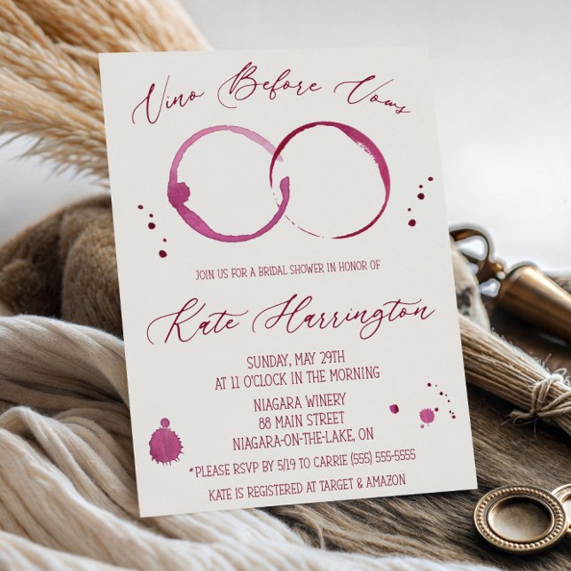 Vino Before Vows, Wine, Wine Stains, Bridal Shower Invitation (Creator Uploaded)