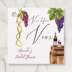 Vino Before Vows Winery Bridal Shower Decor Favour Tags