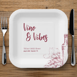 Vino & Vibes Bridal Shower Paper Plate