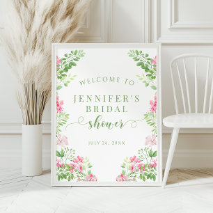 Vinrant Pink Flower Bridal Shower Welcome Sign