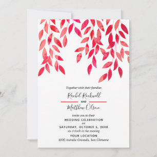 Vins de feuillage rose chaud Invitations de mariag