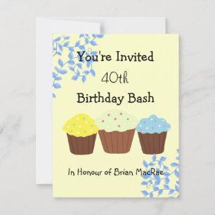 Vins et cupcakes Invitation d'anniversaire