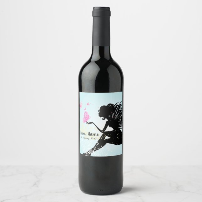 VINS ÉTIQUETTE - fée et papillons (Devant)