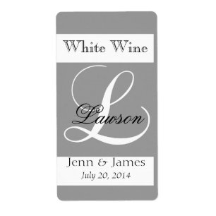 Vins mariage Étiquettes Argent gris Monogramme L