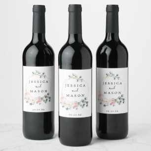 Vins Mariage Floral Greenery Étiquettes