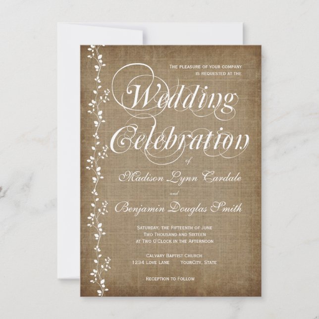 Vins Vintages Invitations de Mariages campagnards  (Devant)