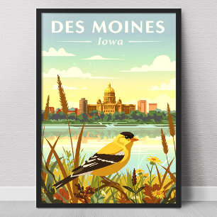 Vintaeg Des Moines Iowa Poster