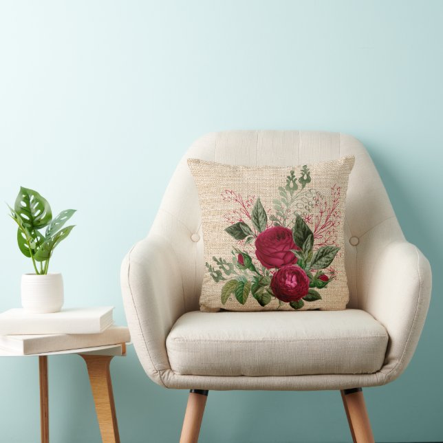 Vintag flowers Throw Pillow (Chair)