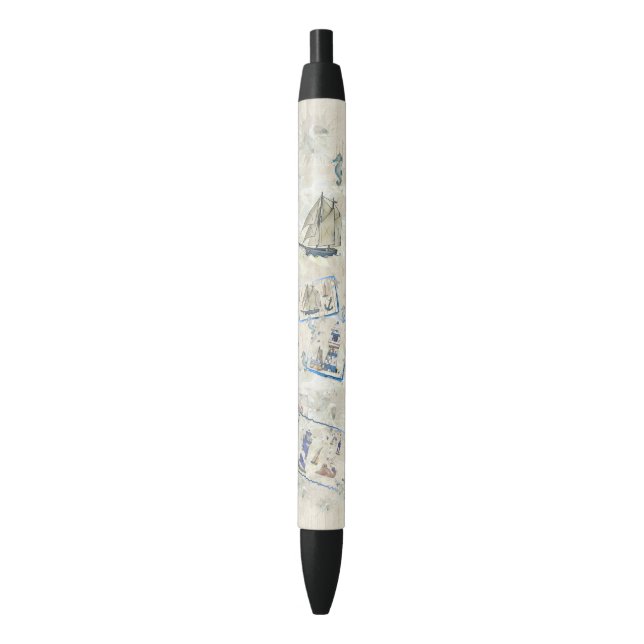 Vintag Maritim Black Ink Pen (Front Vertical)