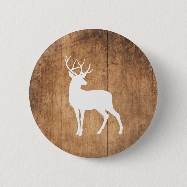 Vintaga Beauty Wood & Deer  2 Inch Round Button (Front)
