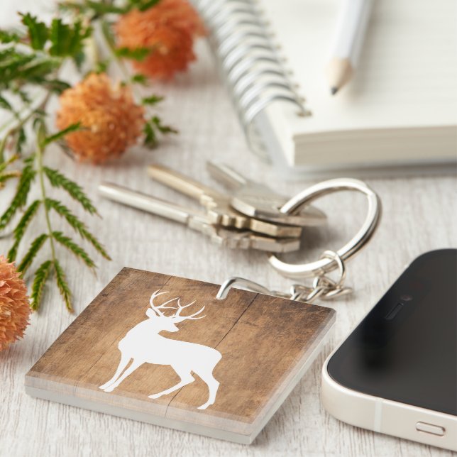 Vintaga Beauty Wood & Deer  Keychain (Front Right)