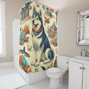 Vintagae Korean Jindo Dog Illustration