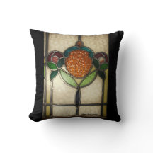 Vintage1940's STAINED GLASS PILLOW..AMERICAN MOJO