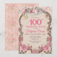 Vintage 100th Centenarian Birthday Invitation