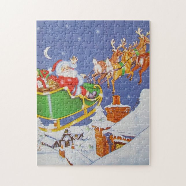 Vintage 11x14 Santa's Sleigh Jigsaw Puzzle (Vertical)