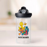 Vintage 123 Sesame Street | Add Your Name Water Bottle<br><div class="desc">This fun vintage graphic features all your favourite Sesame Pals; Bert & Ernie,  Elmo,  Big Bird & Elmo.    ©  2022 Sesame Workshop. www.sesamestreet.org</div>