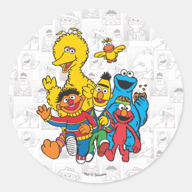 Vintage 123 Sesame Street Classic Round Sticker (Front)