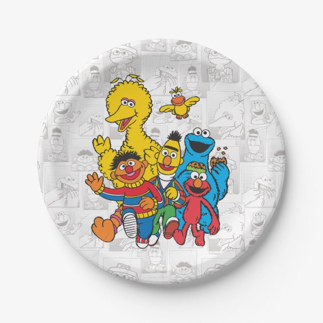 Vintage 123 Sesame Street Paper Plate (Front)