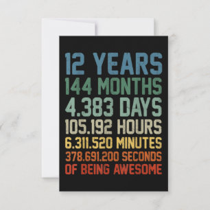 Vintage 12th Birthday Gift 12 Years Old Card