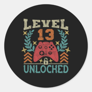 Vintage 13th Birthday Gift 13 Year Old Boy Girl Ga Classic Round Sticker