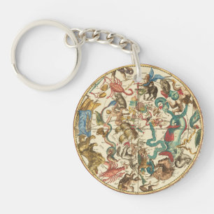 Vintage 1660 Southern Hemisphere Star Map Keychain
