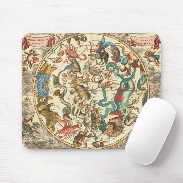 Vintage 1660 Southern Hemisphere Star Map Mouse Pad (With Mouse)