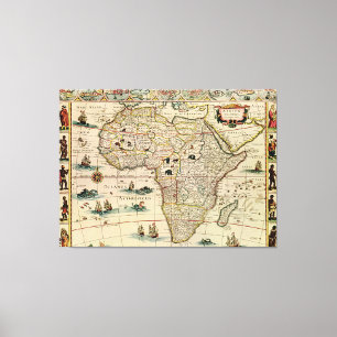 Vintage 1660's Africa Map by Willem Janszoon Blaeu Canvas Print