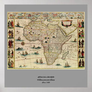 Vintage 1660's Africa Map by Willem Janszoon Blaeu Poster