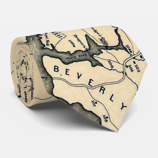 Vintage 1692 Map of Salem Massachusetts (1866) Tie (Rolled)