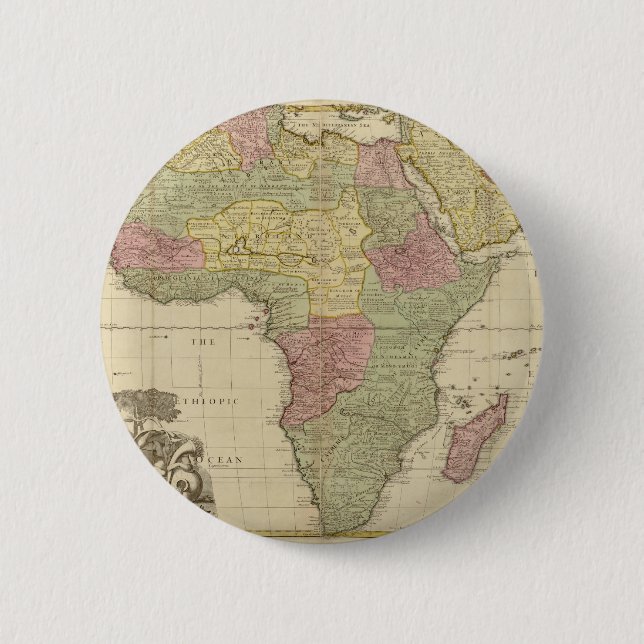 Vintage 1725 Africa Map 2 Inch Round Button (Front)