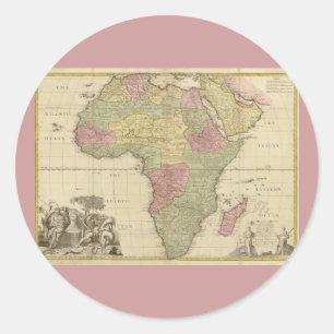 Vintage 1725 Africa Map Classic Round Sticker