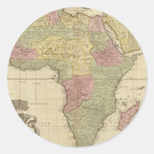 Vintage 1725 Africa Map Classic Round Sticker