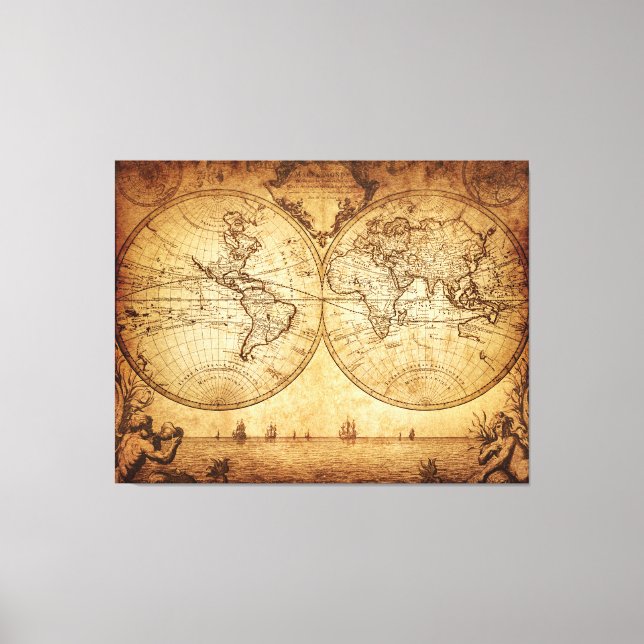 Vintage 1773 World Map Wall Art (Front)