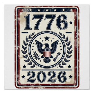 Vintage 1776 2026 Patriotic Eagle Seal Poster