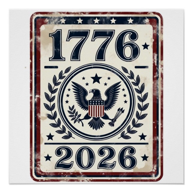 Vintage 1776 2026 Patriotic Eagle Seal Poster (Front)