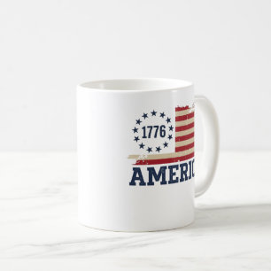 Vintage 1776 America Distressed Flag Coffee Mug