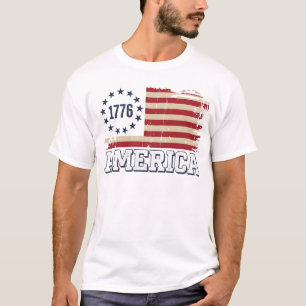 Vintage 1776 America Distressed Flag T-Shirt