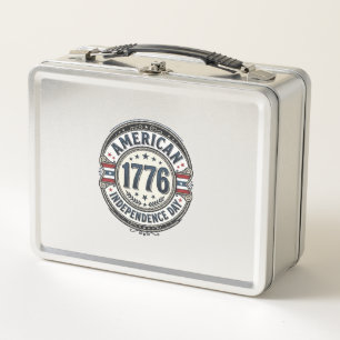 Vintage 1776 American Independence Day Shirt Desig Metal Lunch Box