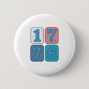 Vintage 1776 Patriotic Patchwork 2 Inch Round Button