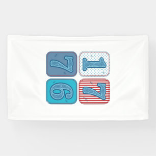 Vintage 1776 Patriotic Patchwork Banner