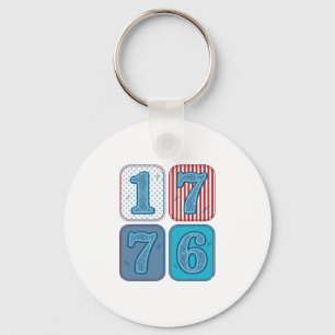 Vintage 1776 Patriotic Patchwork Keychain