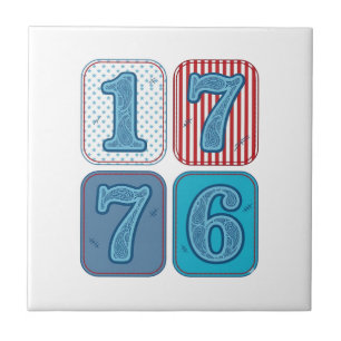 Vintage 1776 Patriotic Patchwork Tile