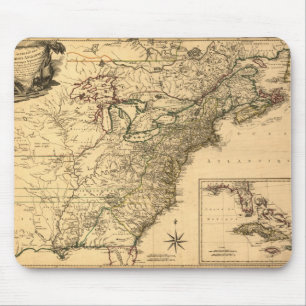 Vintage 1777 American Colonies Map by Phelippeaux Mouse Pad
