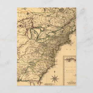 Vintage 1777 American Colonies Map by Phelippeaux Postcard