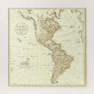 Vintage 1796 Map of the Americas, Sepia Version Jigsaw Puzzle