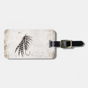 Vintage 1800s Angling Fly Fishing Flies Old Hooks Luggage Tag