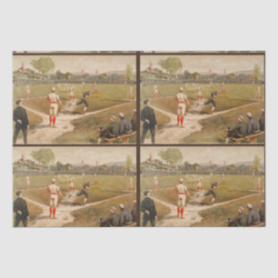 Vintage 1800s Baseball Game Decoupage Tissue Paper