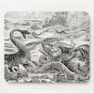 Vintage 1800s Dinosaur Illustration - Dinosaurs Mouse Pad