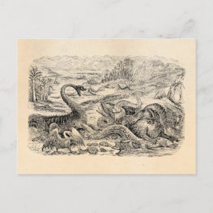 Vintage 1800s Dinosaur Illustration - Dinosaurs Postcard