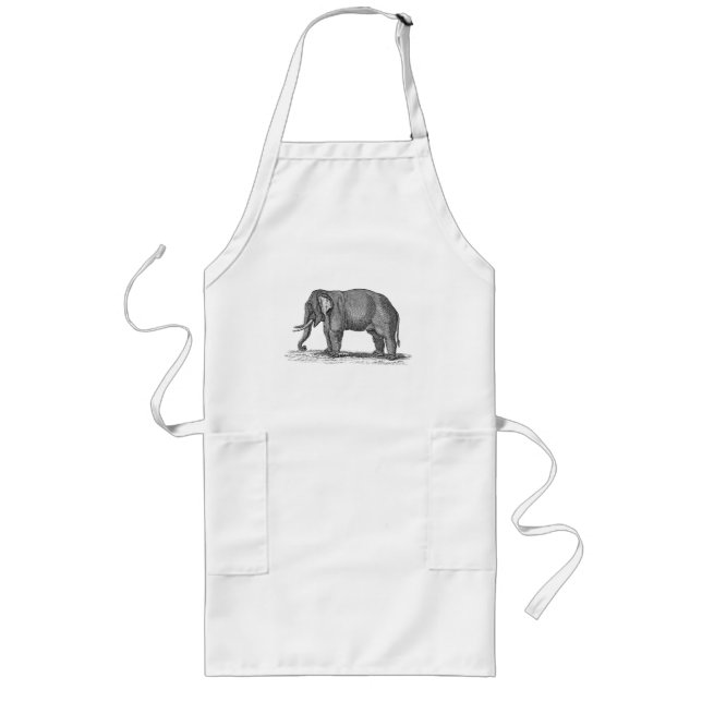 Vintage 1800s Elephant Illustration - Elephants Long Apron (Front)